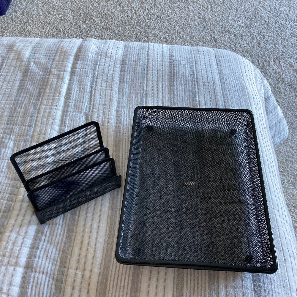 2 Mesh Letter Trays and Desk Organizer